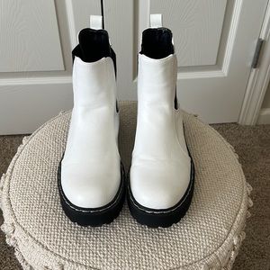 White chunky boots
